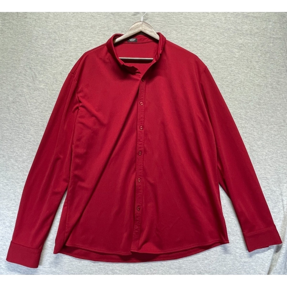 Coofandy Dress Shirt‎ Mens 2XL Red Long Sleeve Button Up Office Formal Business